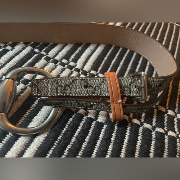 Gucci Tan and Silver Equestrian Belt main image 6